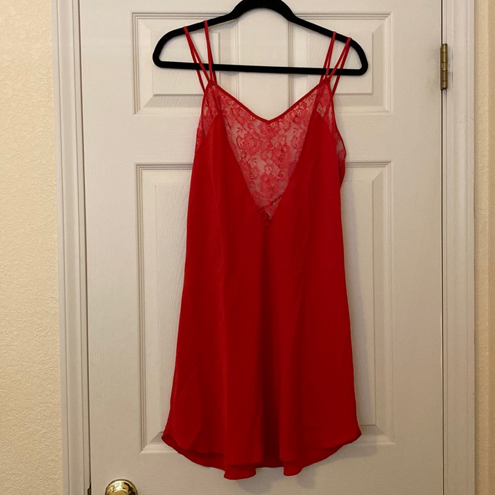 *Vintage* Victoria Secret Gold Tag - Red Sexy Red Slip Dress - L